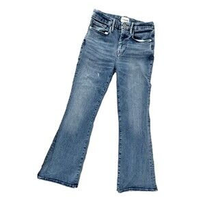 FRAME Le One Crop Mini Bootcut Jeans Light Wash High Rise Stretch Denim Size 1